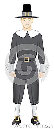 Pilgrim Man Vector Illustration