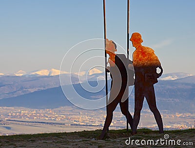 Pilgrim Monument, Camino de Santiago, Navarre Editorial Stock Photo