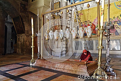 The pilgrim in red clothes Editorial Stock Photo