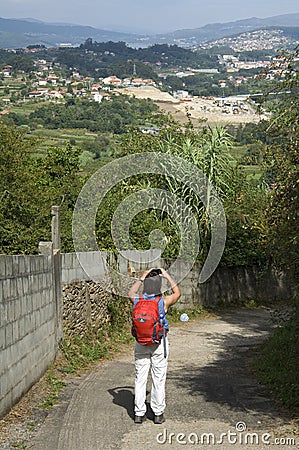 Pilgrim on the Saint James Way in Spain Editorial Stock Photo