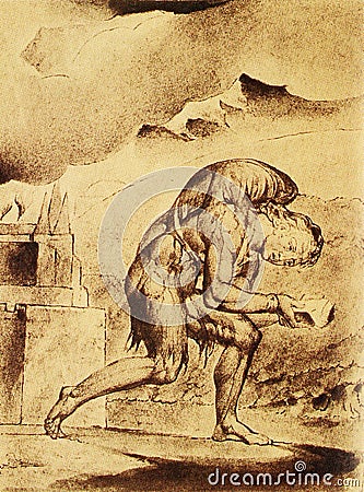 hermetic illustration of the pilgrim`s progress by william blake Editorial Stock Photo