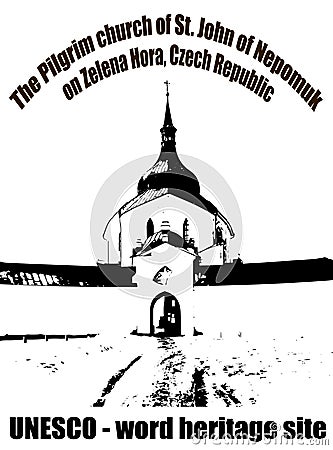 Pilgrimage church of St. John of Nepomuk on zelena hora Cartoon Illustration