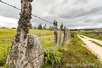 On the pilgrimage way in Aubrac Stock Photo