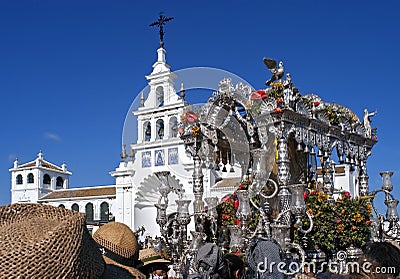 Pilgrims arriving at the church in El Rocio, Spain Editorial Stock Photo