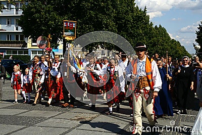 Pilgrims going to Mother Mary Sanctuary in Czestochowa Editorial Stock Photo