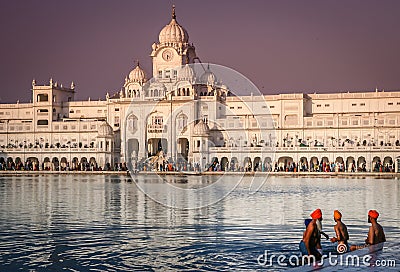 Pilgrims at the Golden Temple in India Editorial Stock Photo