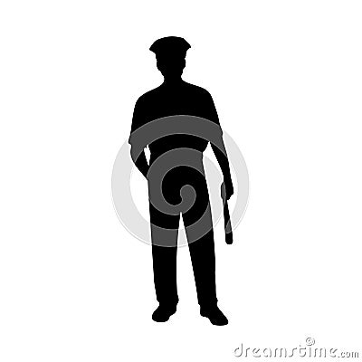 Piliceman male vector silhouette on white background Vector Illustration