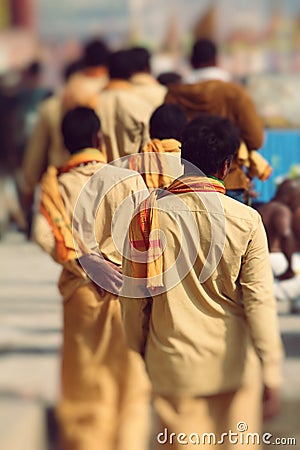 Piligrims in Varanasi, India. Editorial Stock Photo