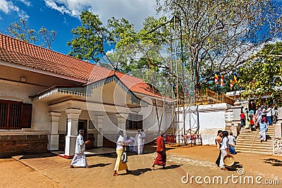 Piligrims visiting Sri Maha Bodhi tree sacred Buddhist site Editorial Stock Photo