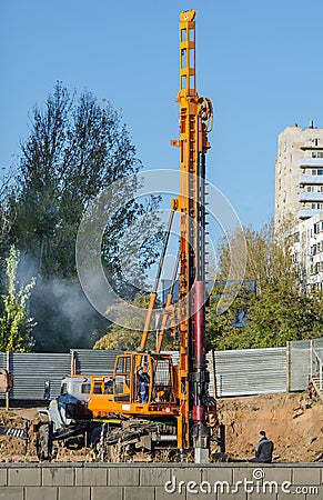 Piling machine Stock Photo