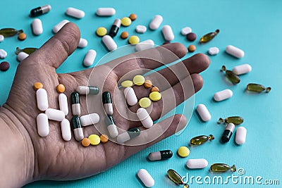 Pill Addiction Concept. Help sign Stock Photo