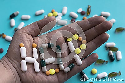 Pill Addiction Concept. Help sign Stock Photo