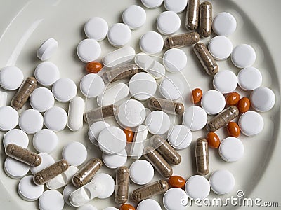 Pill-based diet concept - overmedication concept Stock Photo