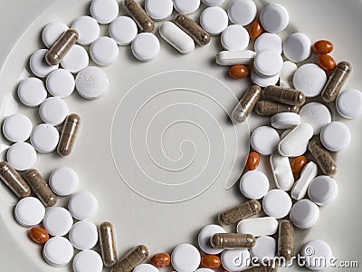 Pill-based diet concept - overmedication concept Stock Photo