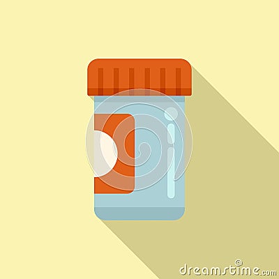 Pill bottle icon flat vector. Disease drug Stock Photo