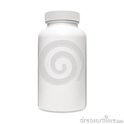 Pill Bottle. Supplement drug 3d plastic package Vector Illustration