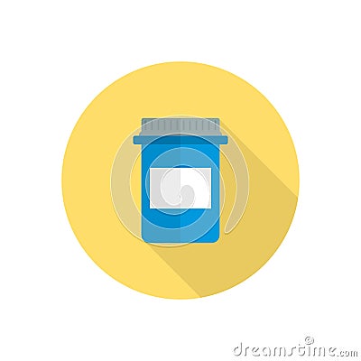 Pill bottle with various pills and capsules Cartoon Illustration