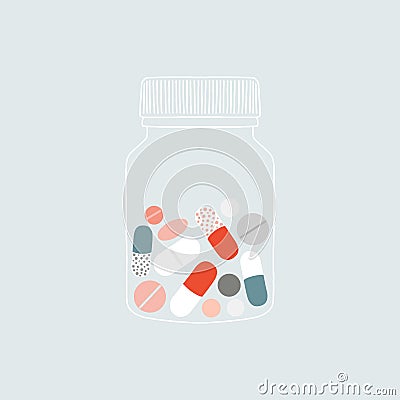 Pill bottle vector illustration. Prescription bottle. Stock Photo