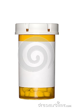 Pill bottle on white background Stock Photo