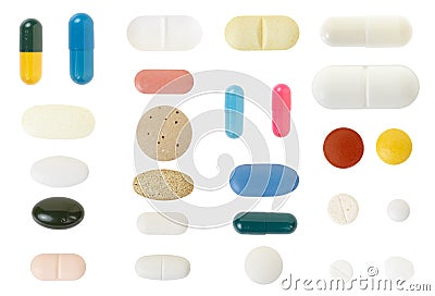 Pill and capsule collection Stock Photo