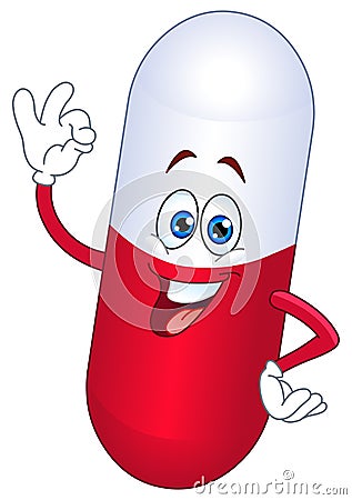 Pill cartoon Vector Illustration