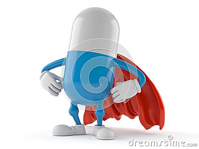 Pill character with hero cape Cartoon Illustration