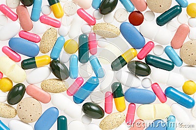 Pill colorful medical background Stock Photo