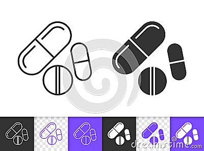 Pill drug medicine pharmacy black line vector icon Vector Illustration