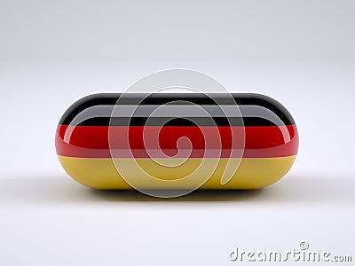 Pill with German flag wrapped around it Cartoon Illustration