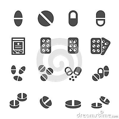 Pill icon set, vector eps10 Vector Illustration