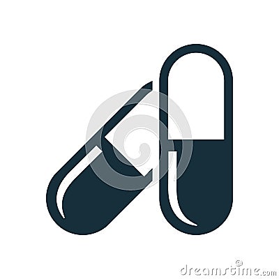 Pill icon on white background Stock Photo