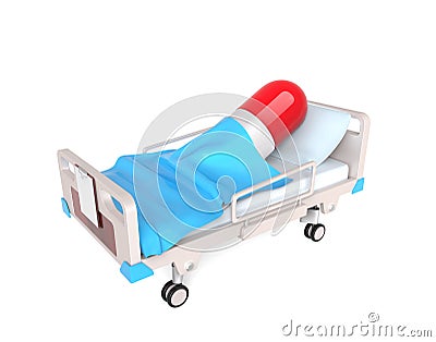 Pill in medical bed Stock Photo