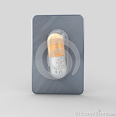 Pill of Penicillin, isolated white 3d Illustration, clipping path included Stock Photo