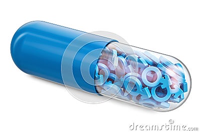 Pill for potency, man power concept. 3D rendering Stock Photo