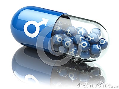 Pill for sex, increase in potency and erection concept. Capsule Stock Photo