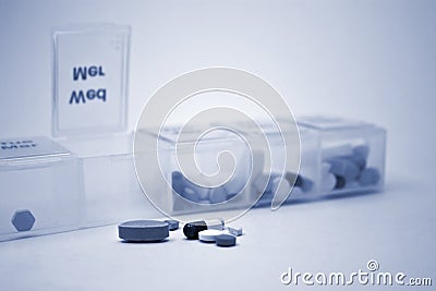 Pill Sorter Blue Stock Photo