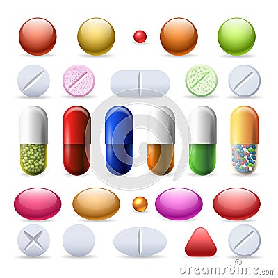 Pill and tablets set Vector Illustration