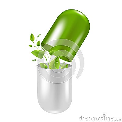 Pill Wit Leaf Vector Illustration
