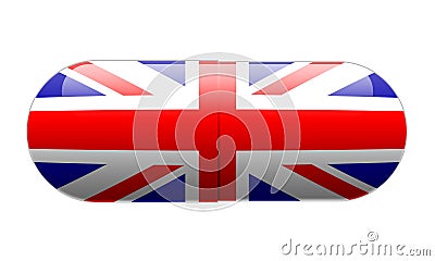 Pill wrapped in a Union Jack Flag Stock Photo