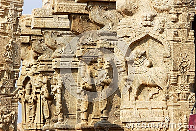 Pillar Carvings at Lepakshi Stock Photo