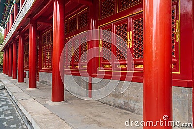 Pillar and corridor in the forbidden city Stock Photo