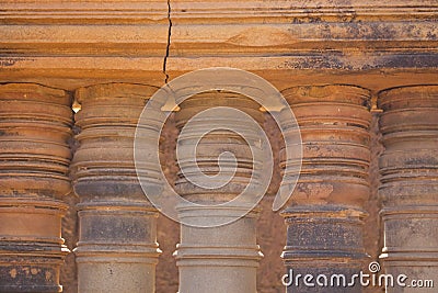 Pillar Detail in Banteay Srei Temple Stock Photo