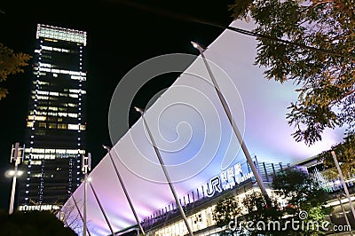 Pillar of the metal pipe of the ultra-modern Tokyo Station Editorial Stock Photo