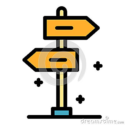 Pillar with pointers icon color outline vector Vector Illustration