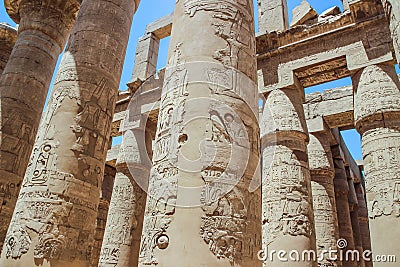 Pillared hall in Karnak Temple Complex (Luxor) Stock Photo