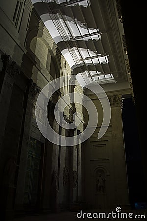 Pillars of the Basilica of Esztergom in winter Stock Photo