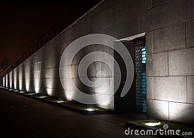 Pillars of light on wall Stock Photo