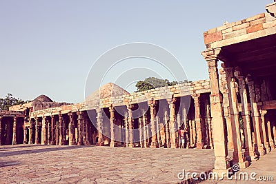 Pillars in qutub minar, retro style Stock Photo