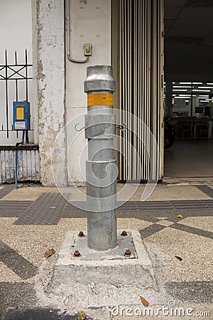 The pillars are silver and yellow Stock Photo