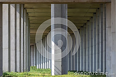 The pillars under the railroad tracks of the high speed railway line in Bleiswijk, Netherlands Stock Photo